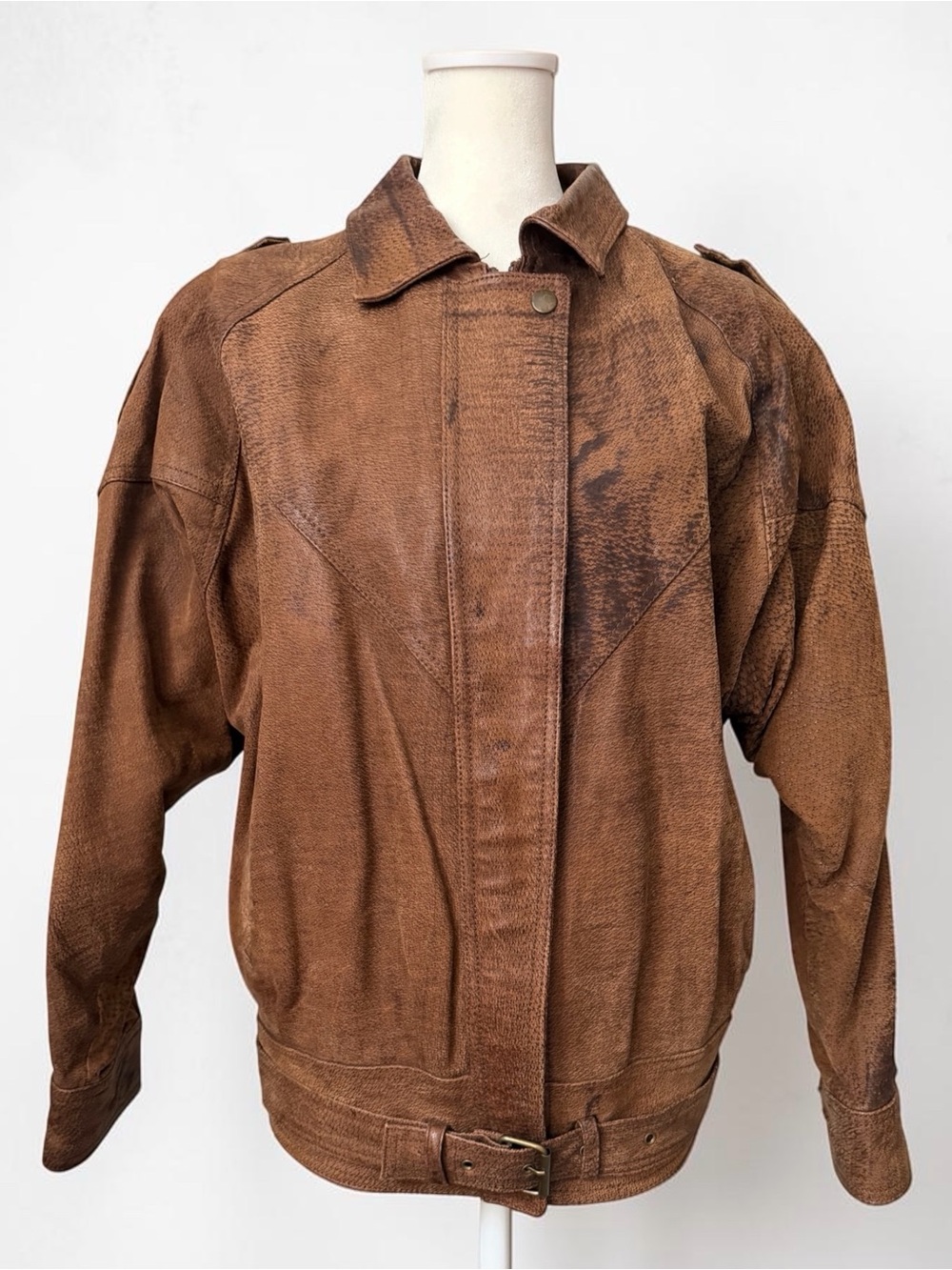 Vintage BB Dakota Brown Leather Bomber Jacket 90s Western Flight Jacket Small